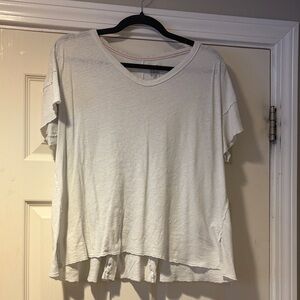 Pilcro Relaxed Linen Blend Short Sleeve Tee in White L